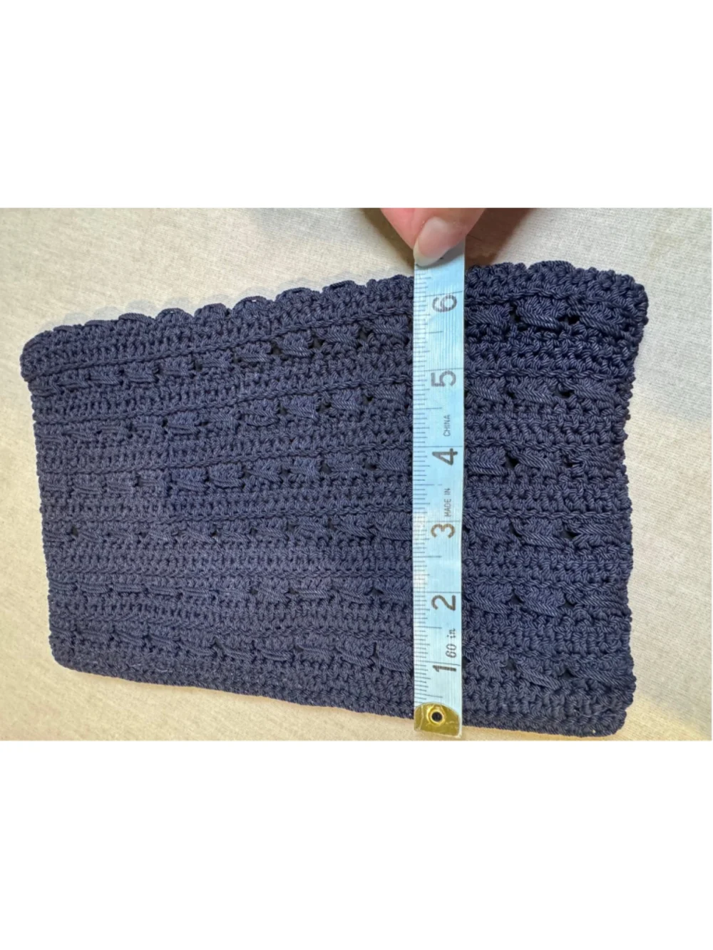 Women's Unbranded Navy Crocheted Zipper Clutch One Size